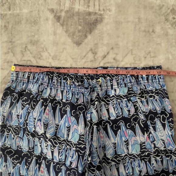 Lilly Pulitzer Taron Linen Pants Low Tide Sailboats Small Coastal Nautical - Picture 12 of 14